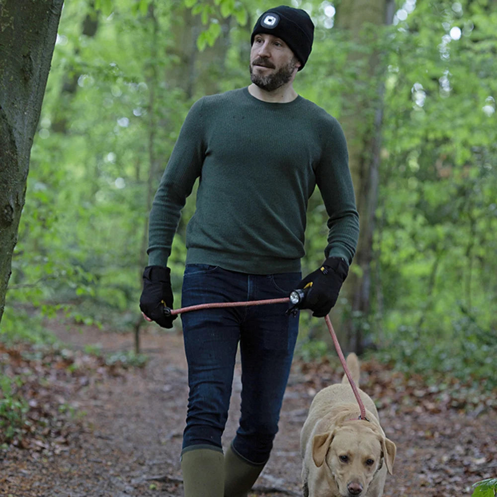 Town and Country Black Beanie with Light