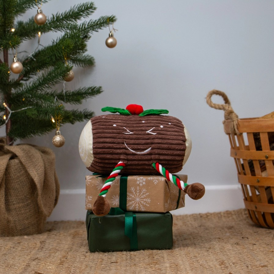 Festive Christmas Dog Toy- Ann Yule Log