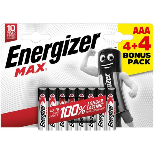 Energizer max AAA Batteries 4 plus 4 bonus pack
