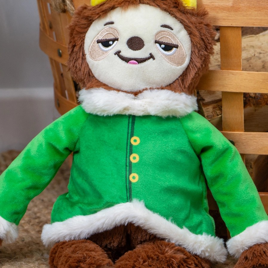 Festive Christmas Dog Toy- Stevie Sloth