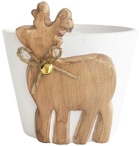 Ceramic Planter Reindeer with Bell 11.5cm