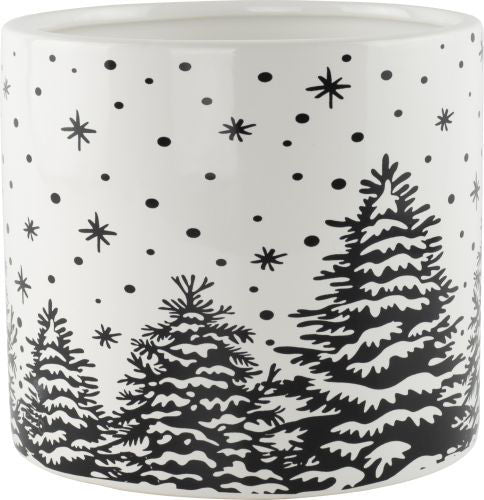 Snow Scene Ceramic Planter- 13.8cm