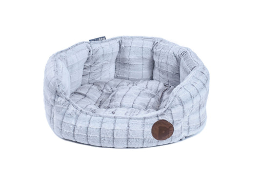 Petface White Plush Oval Pet Bed- Large