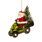 Sass and Belle Santa On A Lawn Mower Shaped Bauble