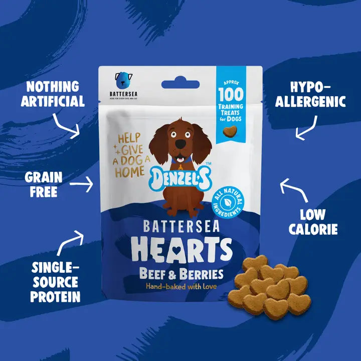 Denzel's Battersea Hearts For Dogs - Beef & Berries